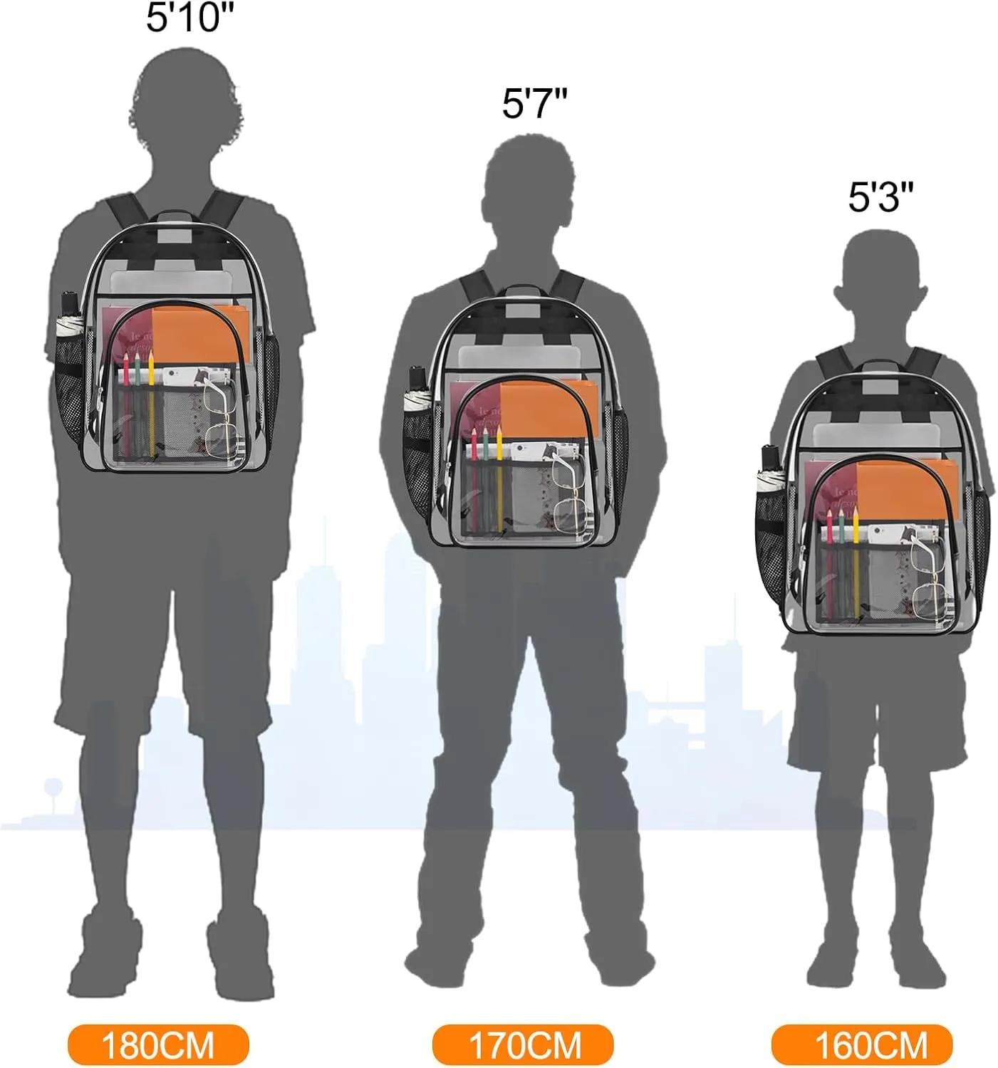 Clear Backpack for Stadium Events - See Through Clear Bag for Stadium Events, Clear Purse for Women Men, Concert Backpack for Sports Events Work Travel Back to School