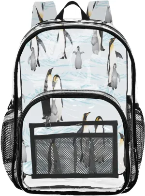 Clear Backpack Heavy Duty PVC Transparent Backpack,Emperor Penguins Vector Waterproof Clear Stadium Bag Small Transparent Bag For Schools Concerts Work Festivals Sporting Events
