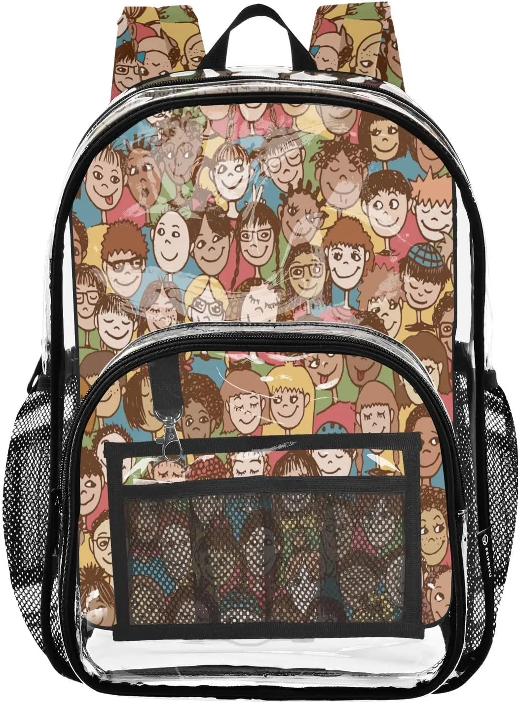 Clear Backpack Heavy Duty PVC Transparent Backpack,Graffiti Diverse Cultural Kids Waterproof Clear Stadium Bag Small Transparent Bag For Schools Concerts Work Festivals Sporting Events