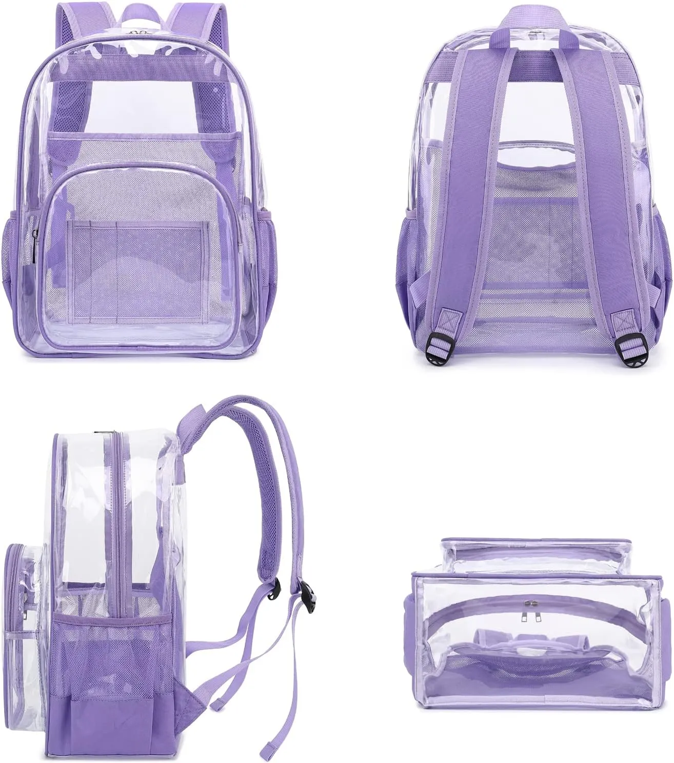 Clear Backpack School Backpack Bookbag for Girls Boys Women Men, Heavy Duty See Through Transparent Backpacks (Lavender Purple)