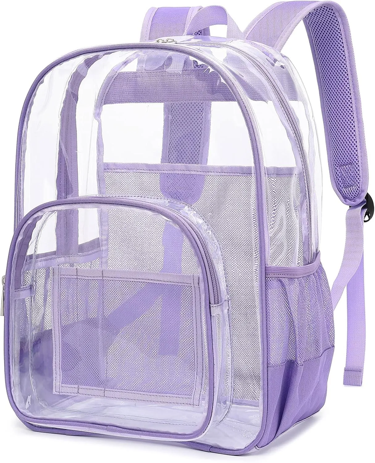 Clear Backpack School Backpack Bookbag for Girls Boys Women Men, Heavy Duty See Through Transparent Backpacks (Lavender Purple)