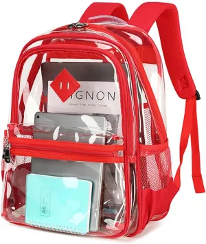 Clear Backpack - Thriple Compartments Heavy Duty PVC Transparent See Through Backpack for Boys, Girls, Women, Men - Stadium Events, College, Work