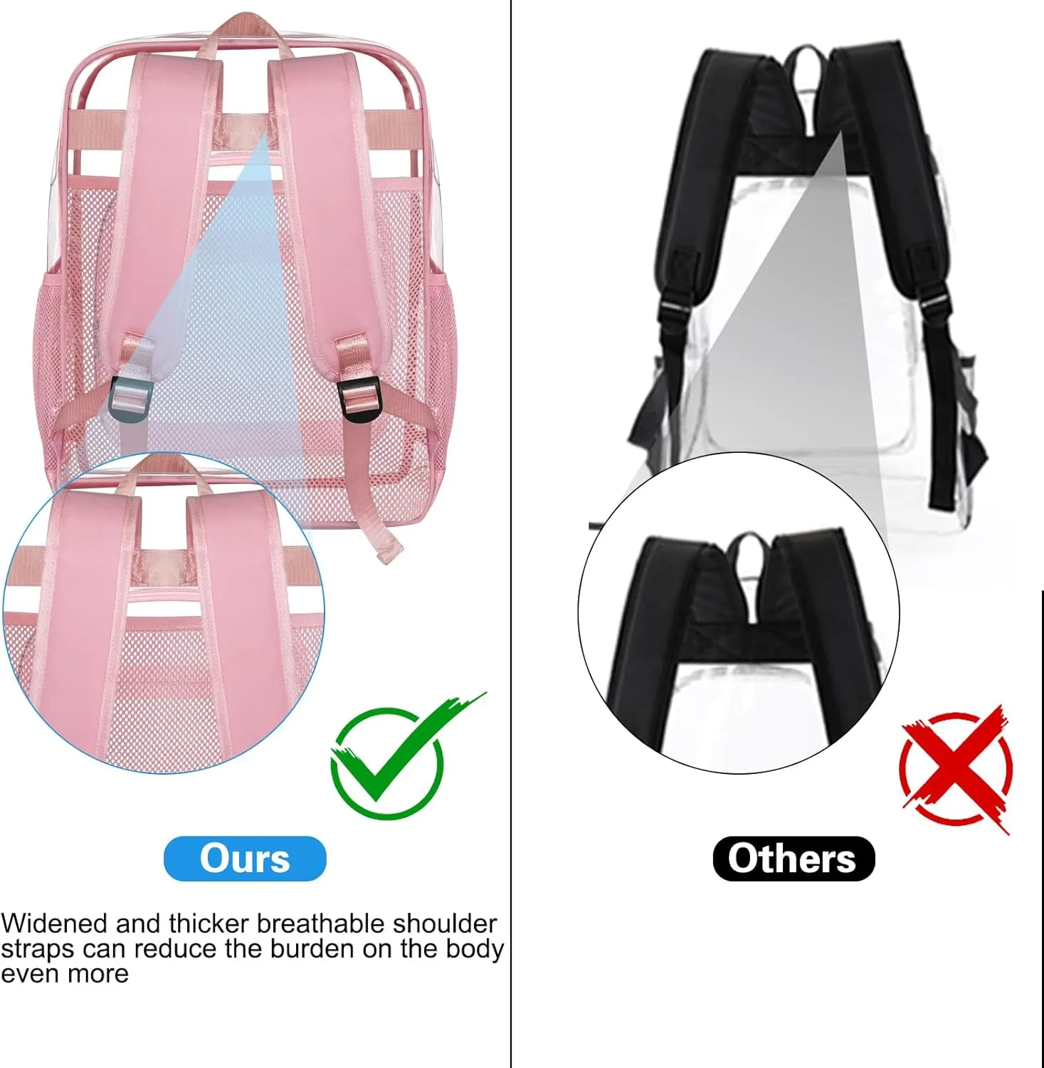 Clear Backpack,Sturdy Shape Heavy Duty Large Clear Backpack for Stadium, Work, Travel