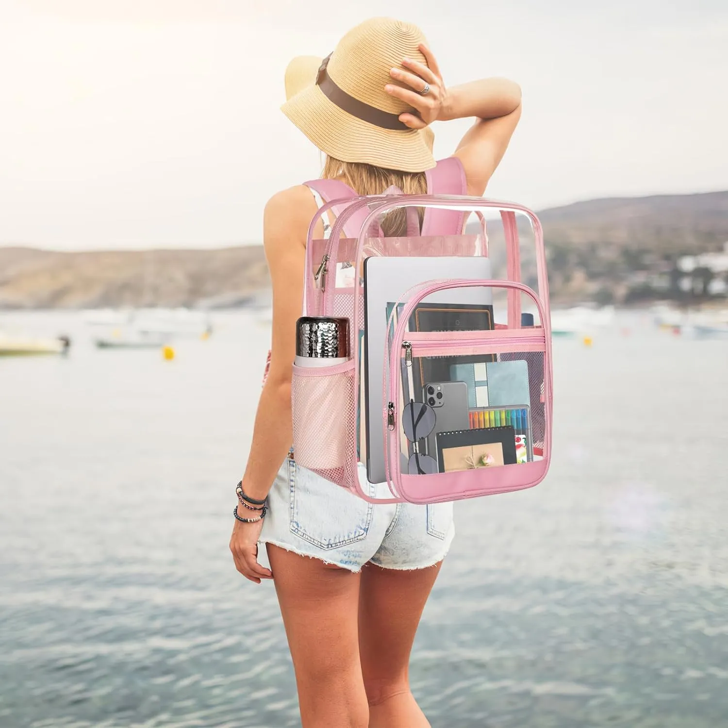 Clear Backpack,Sturdy Shape Heavy Duty Large Clear Backpack for Stadium, Work, Travel