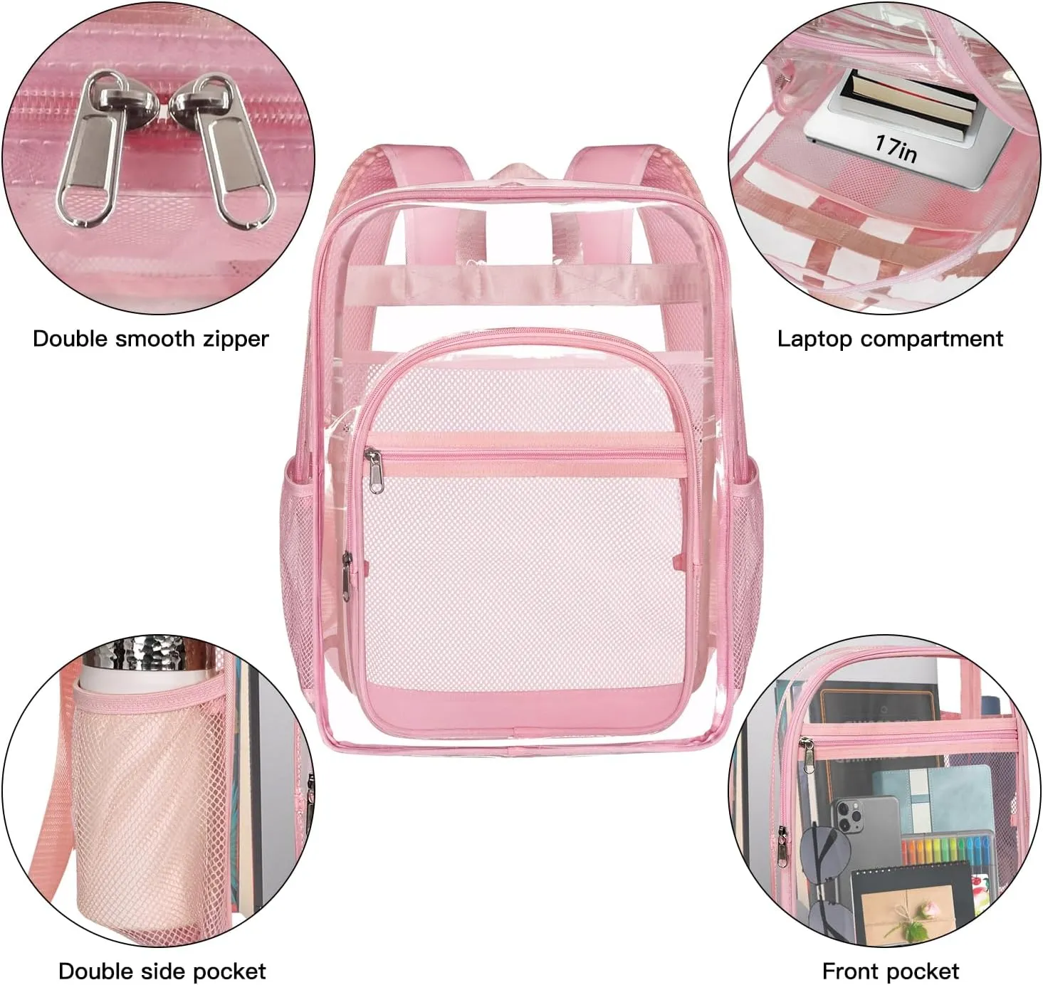Clear Backpack,Sturdy Shape Heavy Duty Large Clear Backpack for Stadium, Work, Travel
