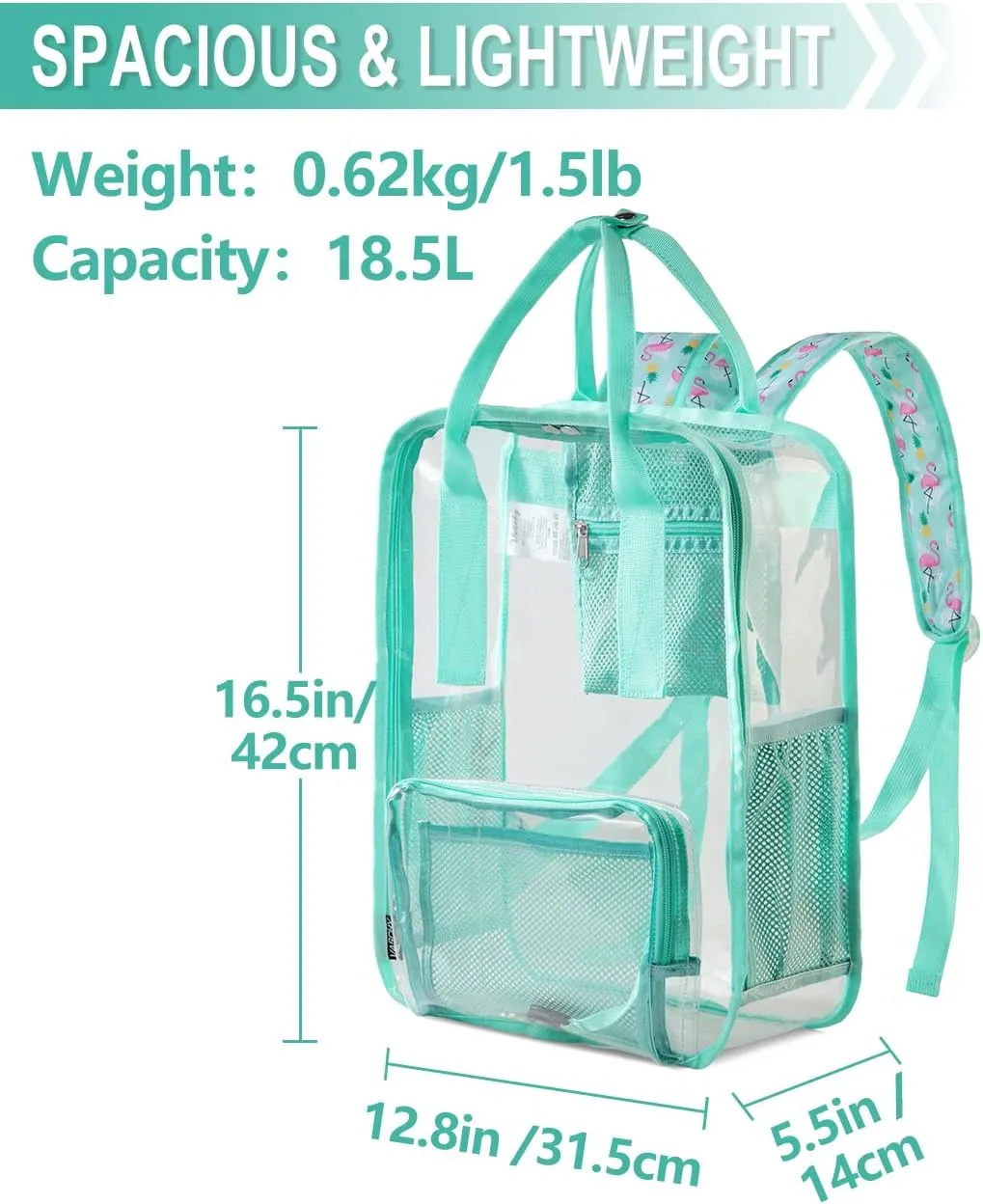 Clear backpack,VASCHY HeavyDuty Transparent See Through School Backpack BookBag