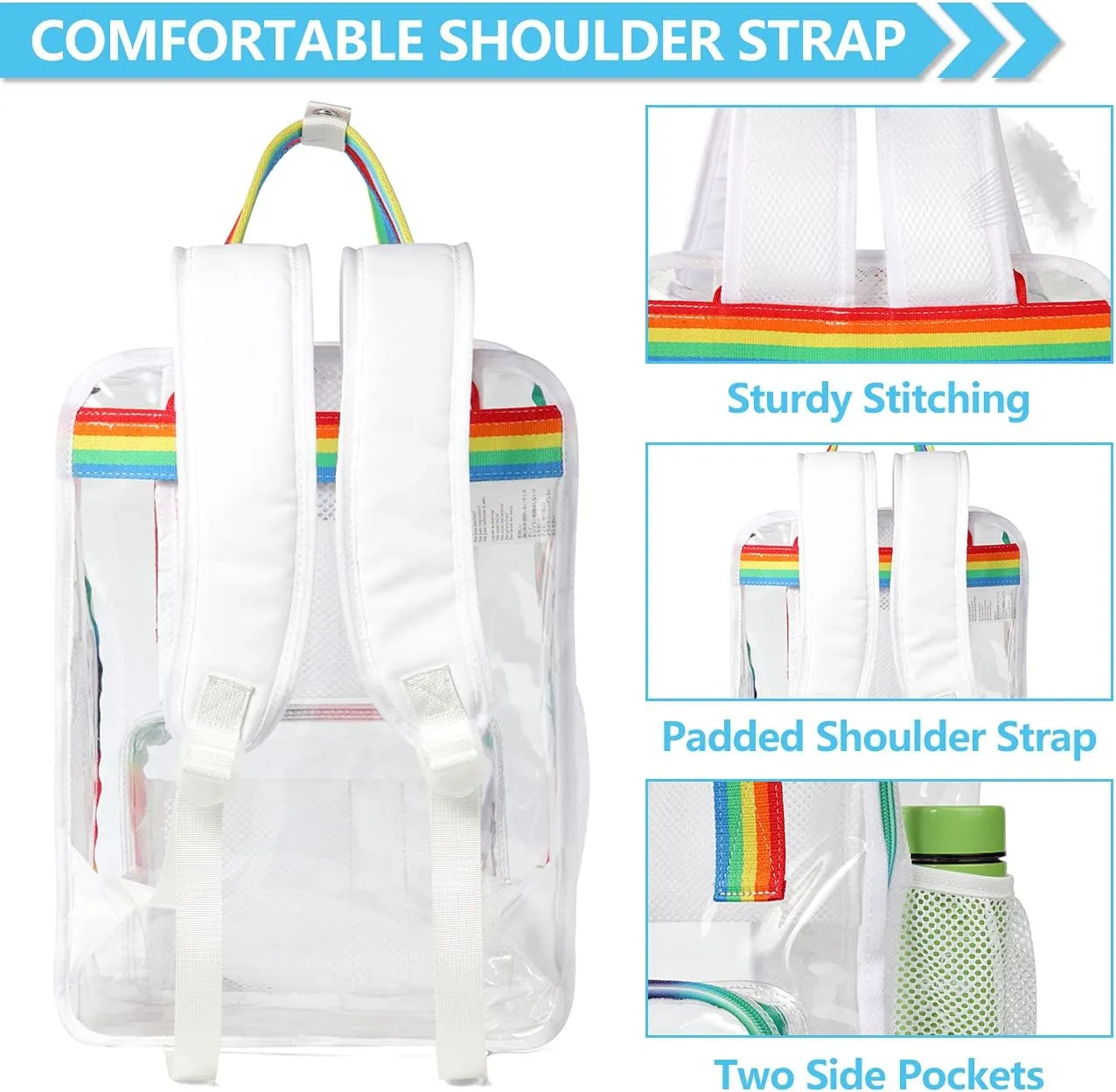 Clear backpack,VASCHY HeavyDuty Transparent See Through School Backpack BookBag