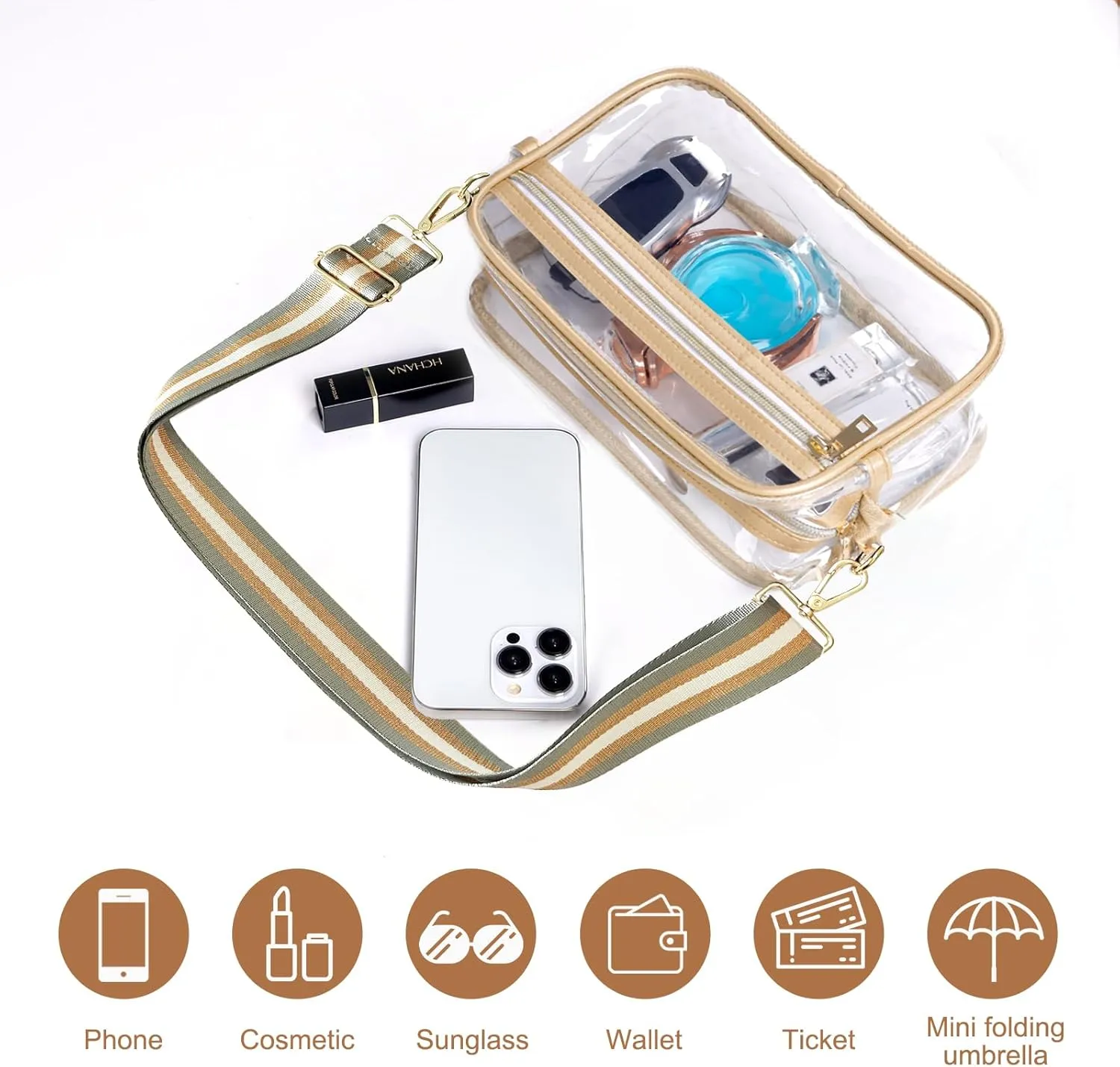 Clear Bag for Stadium Approved, Women Clear Purses Crossbody bags for Concerts Sports Events