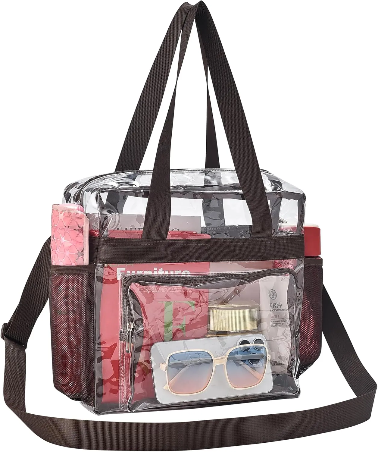Clear Bag for Stadium Events 12x12x6, Clear Bag Clear Tote Bag with Reinforced Straps for Sporting Events Travel
