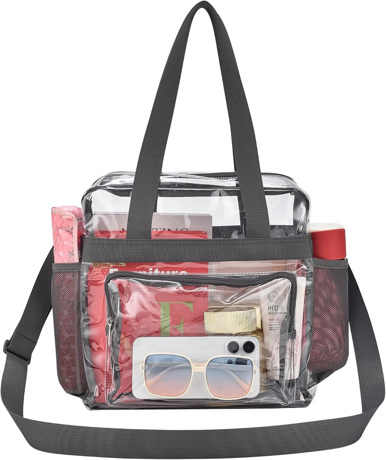 Clear Bag for Stadium Events 12x12x6, Clear Bag Clear Tote Bag with Reinforced Straps for Sporting Events Travel