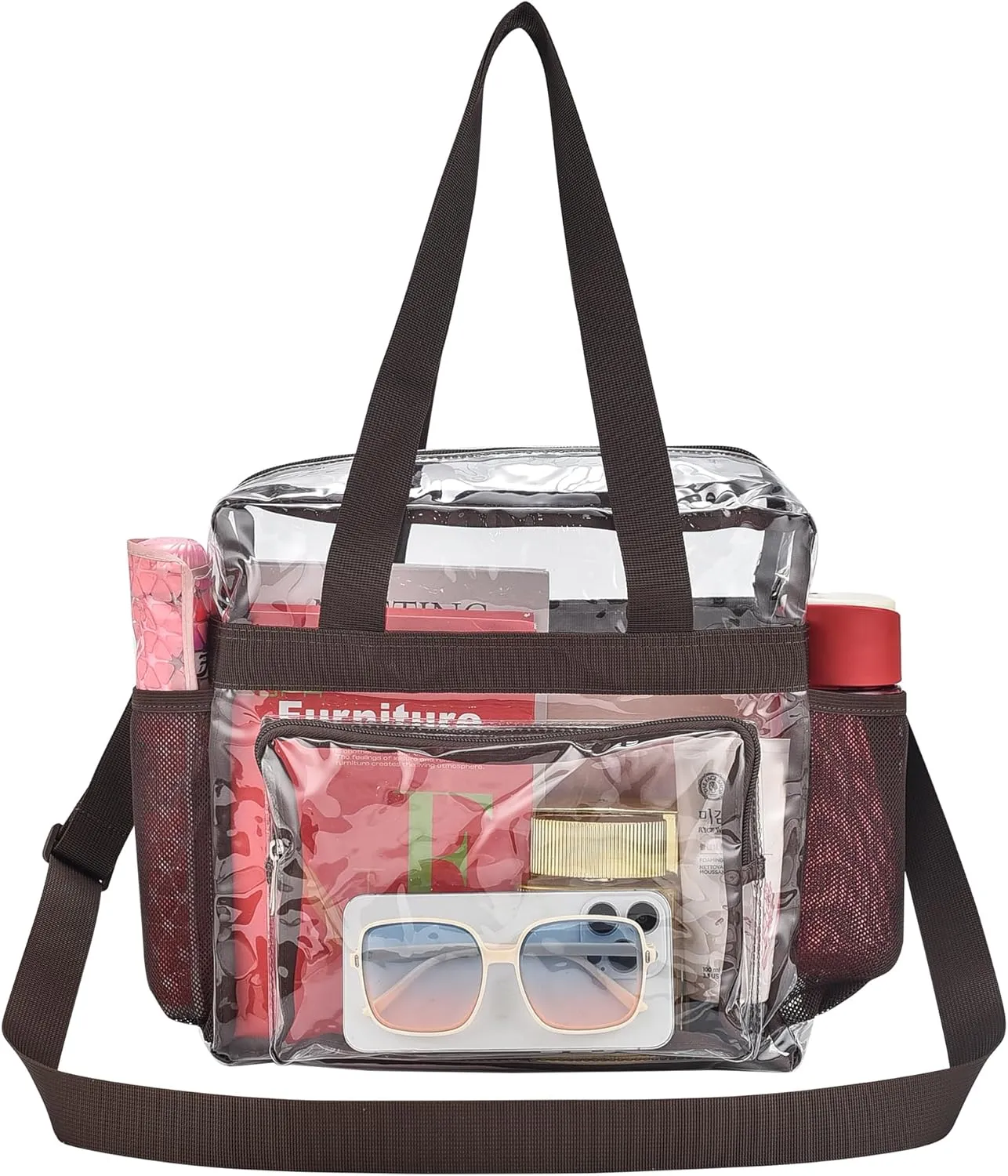 Clear Bag for Stadium Events 12x12x6, Clear Bag Clear Tote Bag with Reinforced Straps for Sporting Events Travel