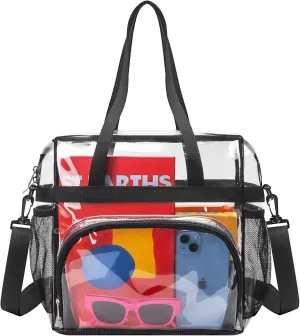 Clear Bag for Stadium Events 12x12x6 Clear Tote Bag Large Front Pocket Removable Straps for Work Sports Concert
