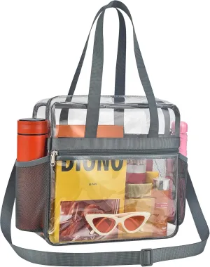 Clear Bag for Stadium Events - 12x6x12, Transparent Sports Bag with Reinforced Shoulder Straps