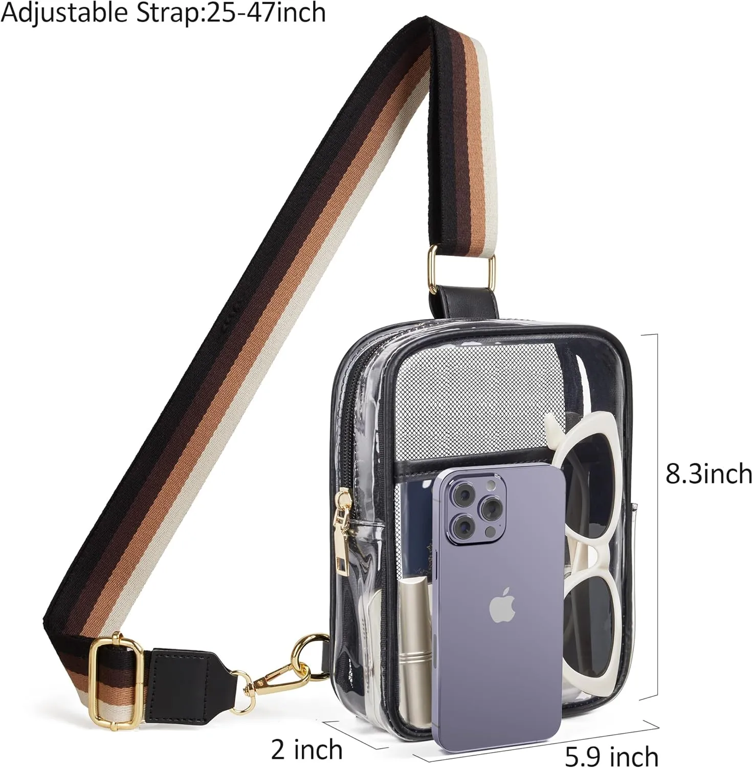 Clear Bag for Stadium Events, Clear Crossbody Bag Stadium Approved Fanny Pack Concert Purses for Women Men