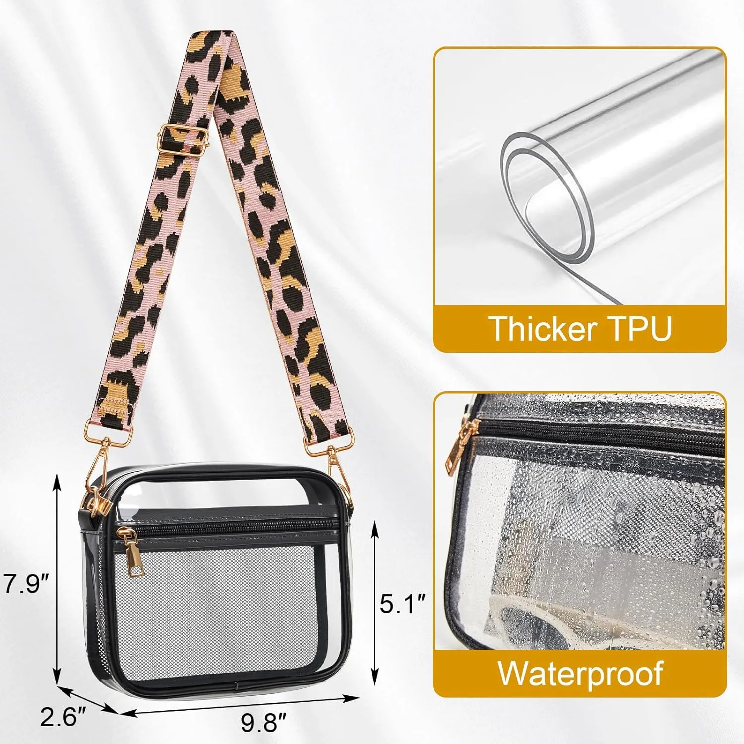 Clear Bag for Stadium Events, Clear Crossbody Bag Stadium Approved Fanny Pack Concert Purses for Women Men