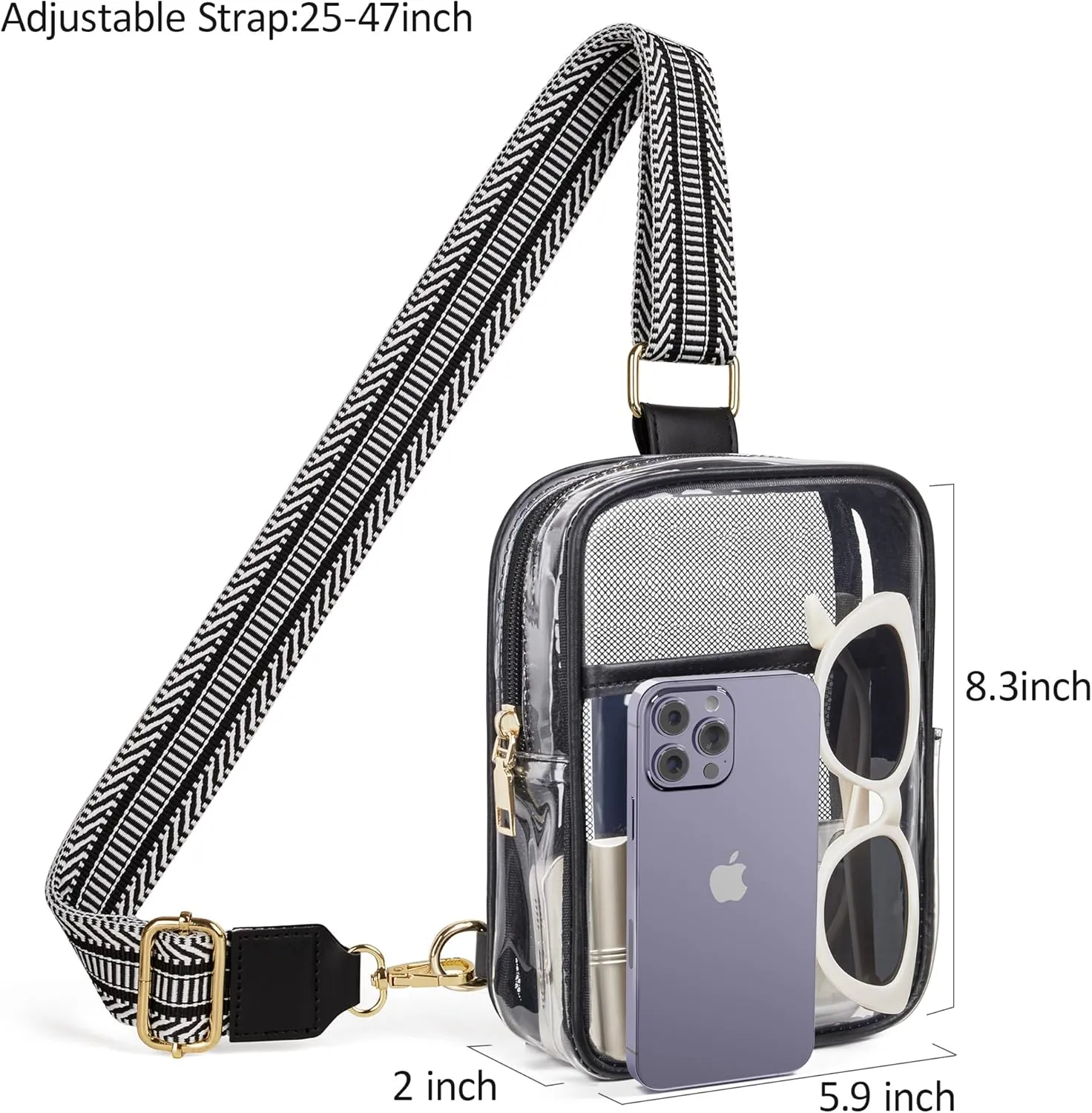 Clear Bag for Stadium Events, Clear Crossbody Bag Stadium Approved Fanny Pack Concert Purses for Women Men