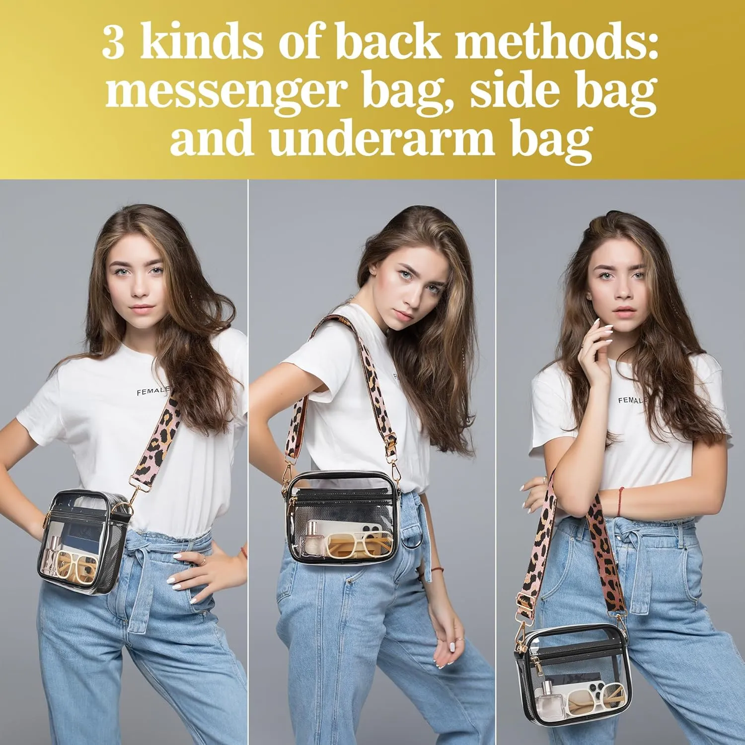 Clear Bag for Stadium Events, Clear Crossbody Bag Stadium Approved Fanny Pack Concert Purses for Women Men