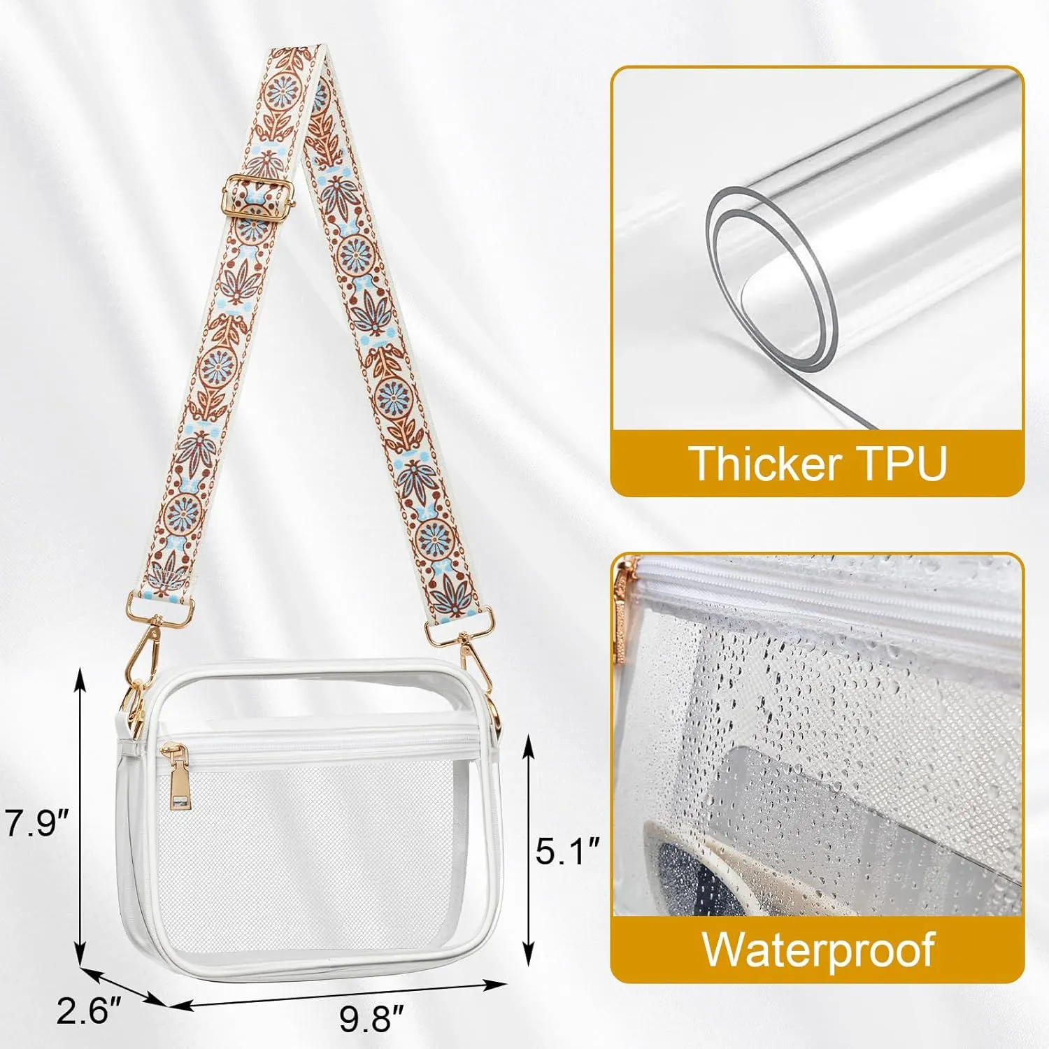 Clear Bag for Stadium Events, Clear Crossbody Bag Stadium Approved Fanny Pack Concert Purses for Women Men