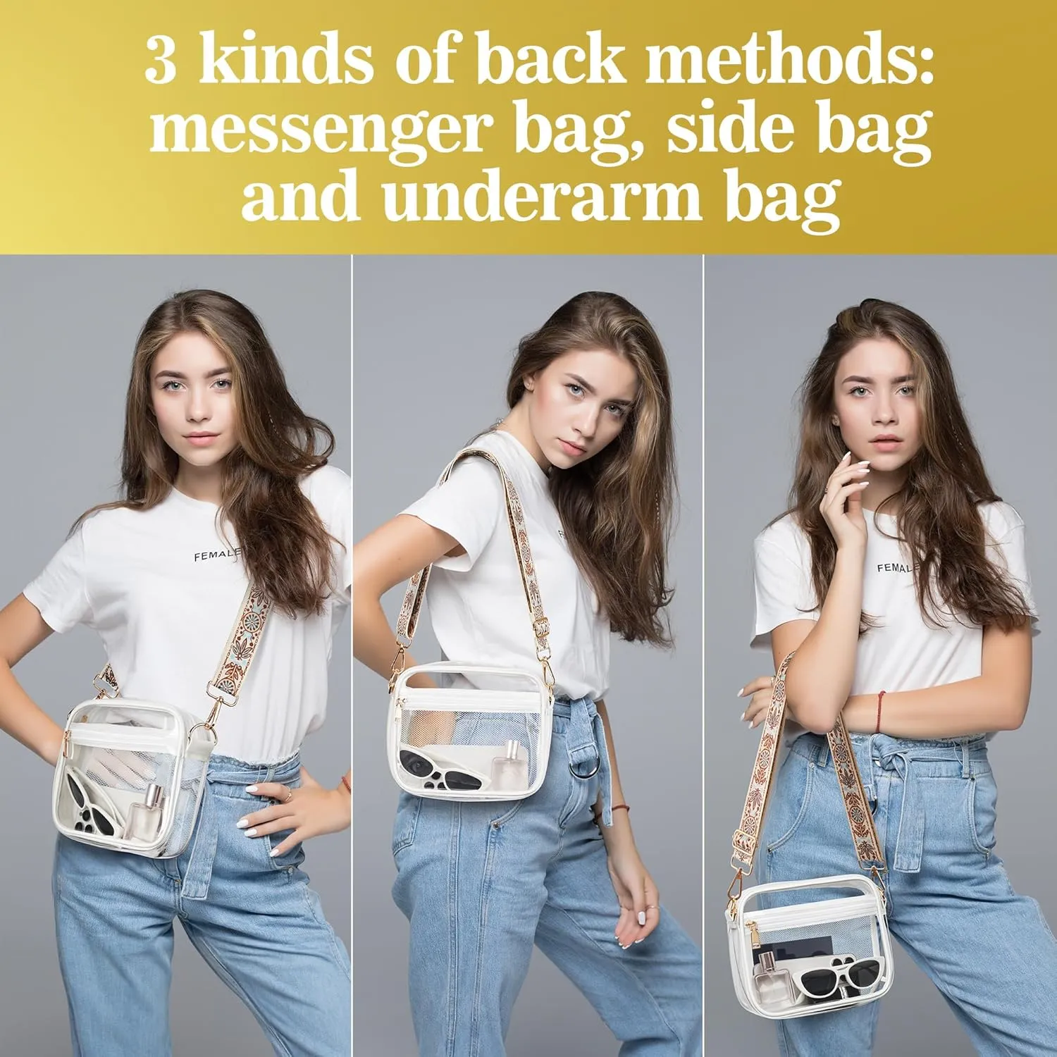 Clear Bag for Stadium Events, Clear Crossbody Bag Stadium Approved Fanny Pack Concert Purses for Women Men