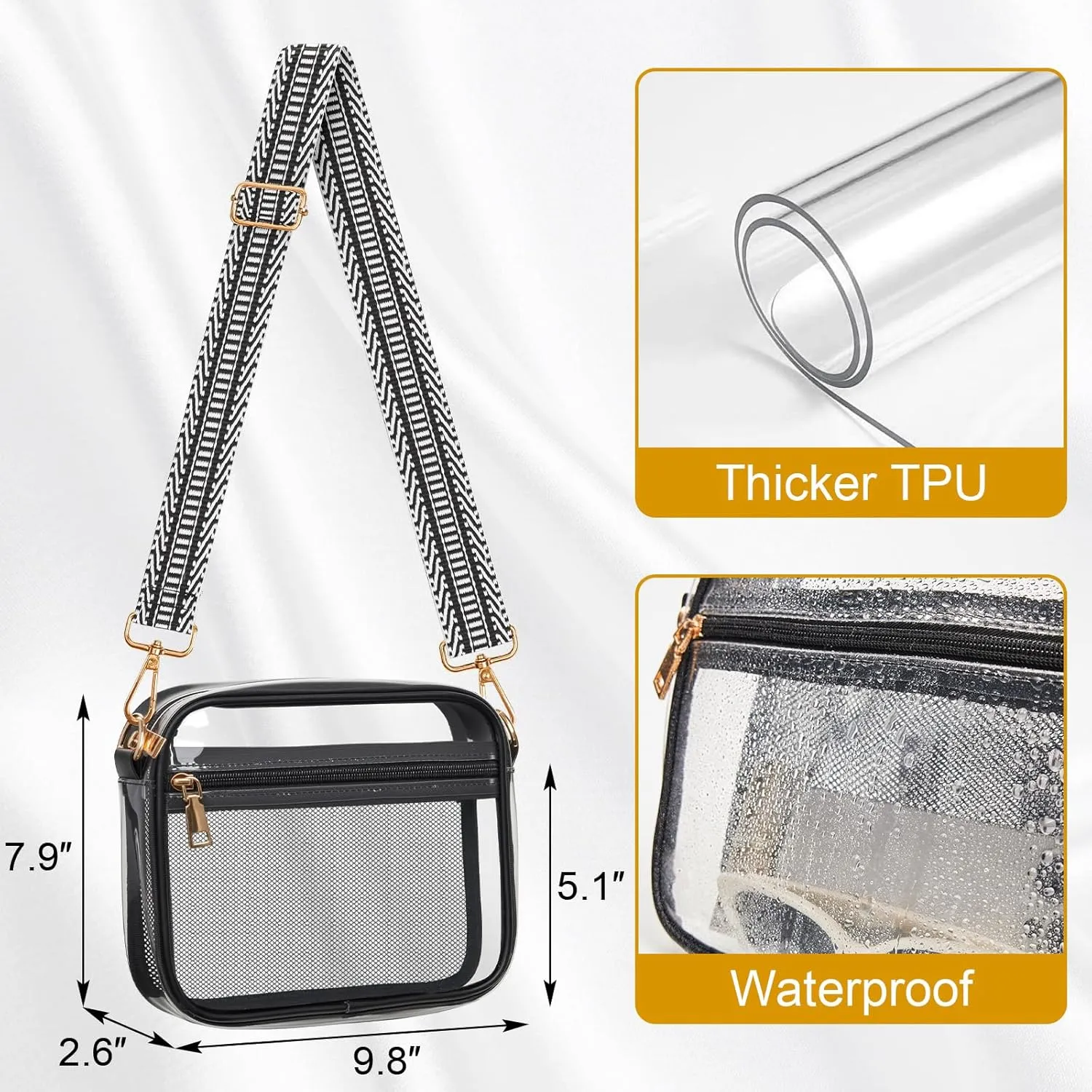 Clear Bag for Stadium Events, Clear Crossbody Bag Stadium Approved Fanny Pack Concert Purses for Women Men