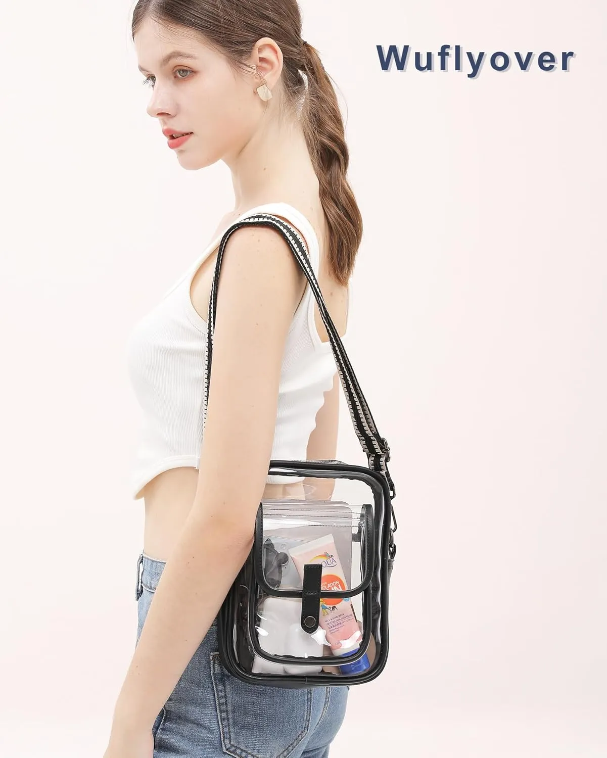 Clear Bag for Stadium Events, Clear Crossbody Bag Stadium Approved,Clear Purse for Women,Clear bags for Man