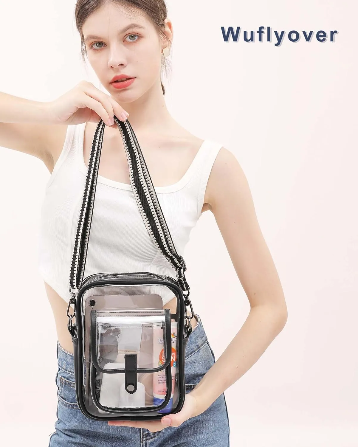 Clear Bag for Stadium Events, Clear Crossbody Bag Stadium Approved,Clear Purse for Women,Clear bags for Man