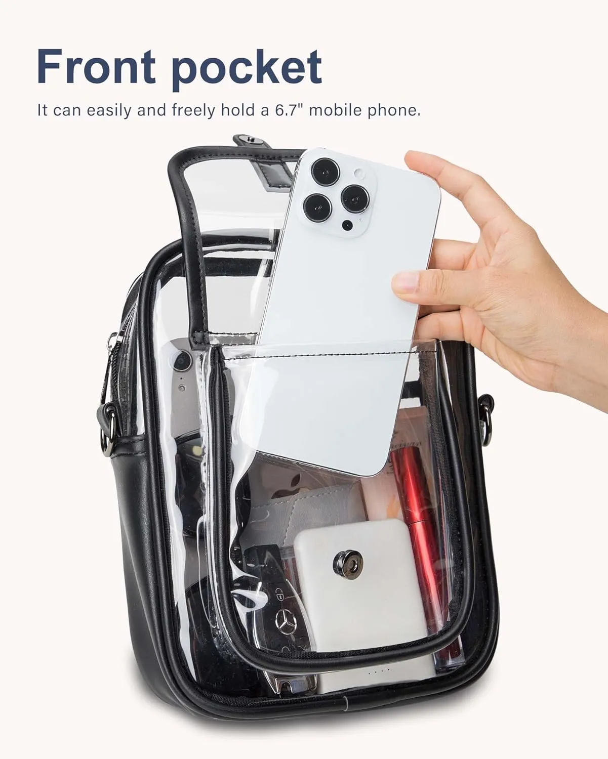 Clear Bag for Stadium Events, Clear Crossbody Bag Stadium Approved,Clear Purse for Women,Clear bags for Man