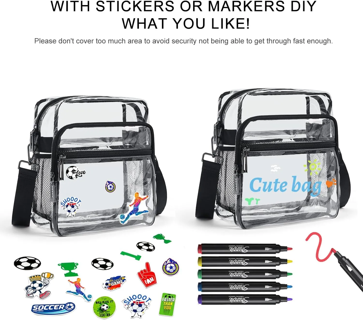 Clear Bag for Stadium Events, Clear Purse for Women Stadium Crossbody Bag, Transparent Bag for Concerts Sports