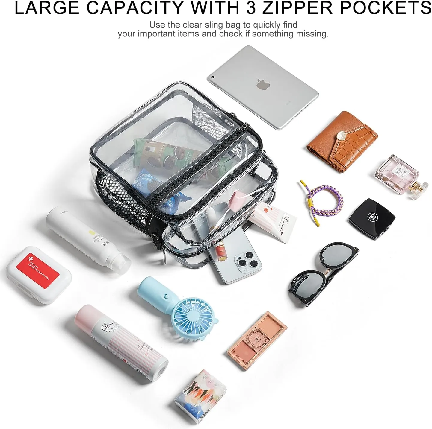 Clear Bag for Stadium Events, Clear Purse for Women Stadium Crossbody Bag, Transparent Bag for Concerts Sports