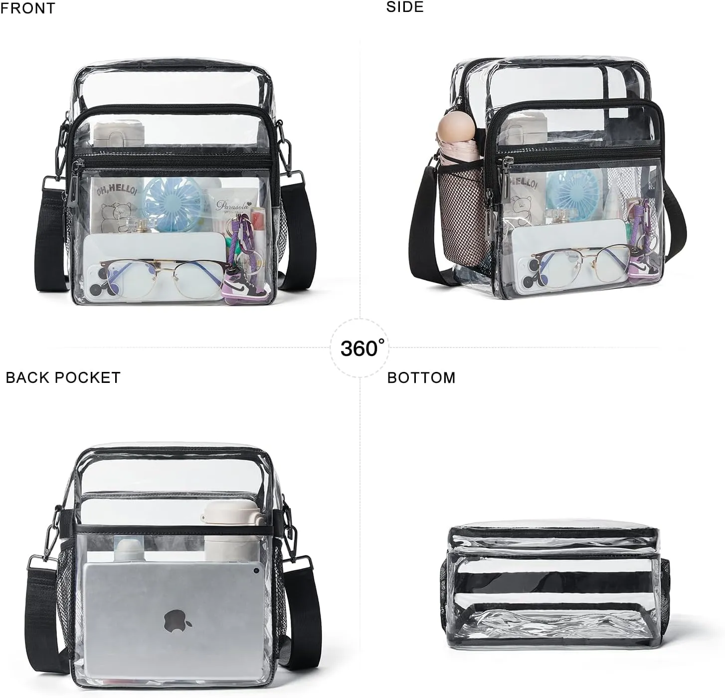 Clear Bag for Stadium Events, Clear Purse for Women Stadium Crossbody Bag, Transparent Bag for Concerts Sports