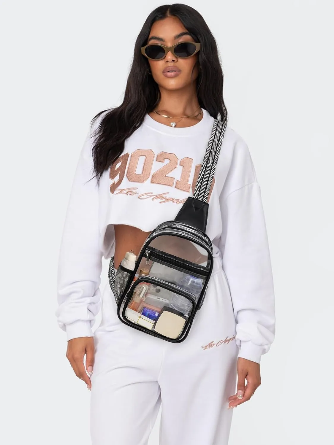 Clear Bag for Stadium Events, Clear Purses For Women Men, Transparent Crossbody Bag, See Through Large Sling Backpack
