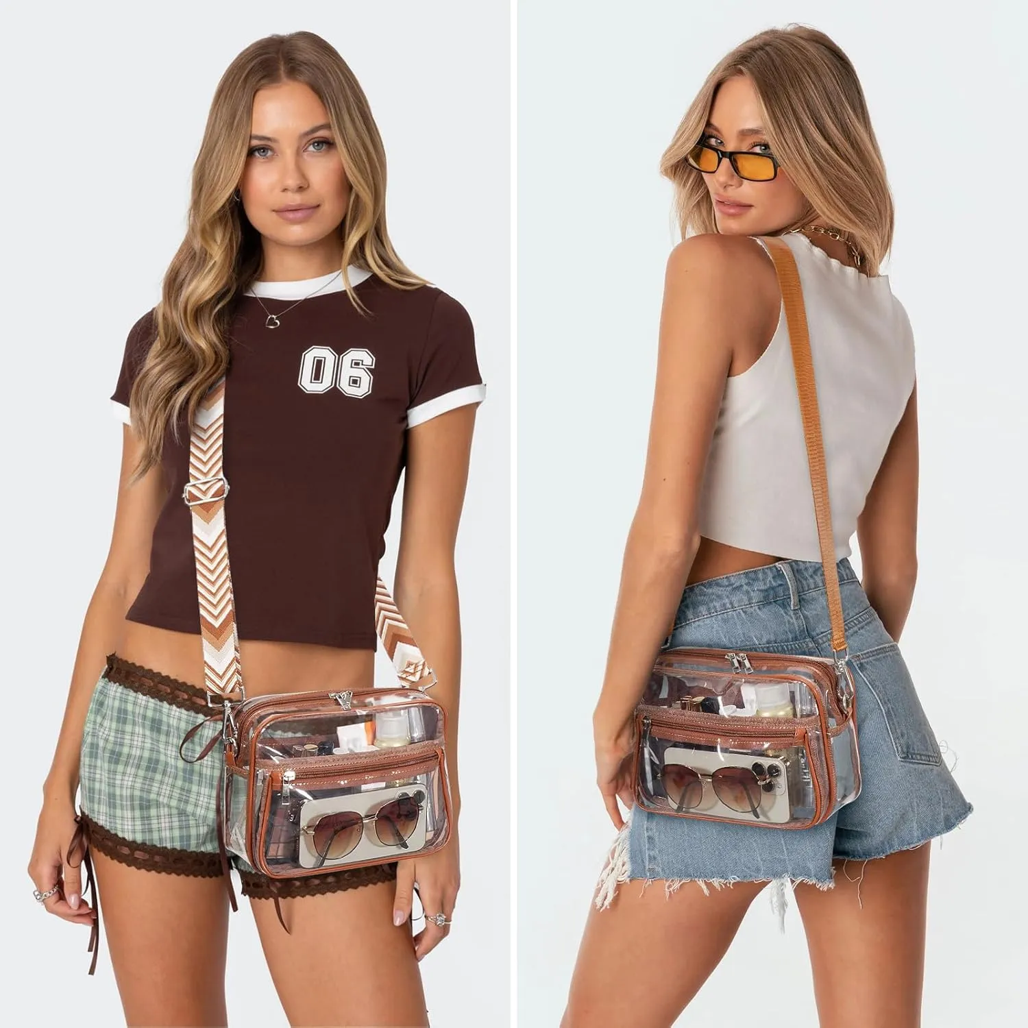 Clear Bag for Stadium Events with 2 Long Straps, See Through Purse for Women Crossbody Bag Concert Stadium Approved