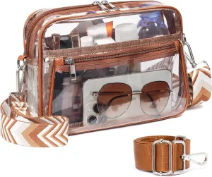 Clear Bag for Stadium Events with 2 Long Straps, See Through Purse for Women Crossbody Bag Concert Stadium Approved