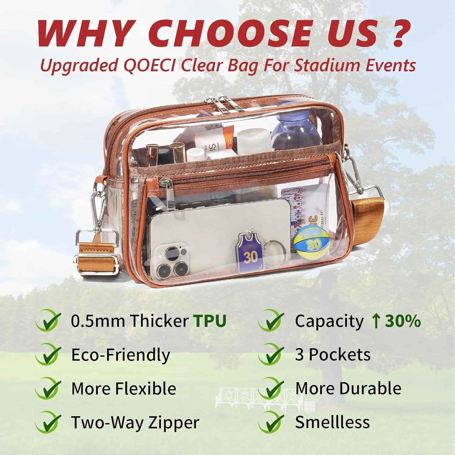Clear Bag for Stadium Events with 2 Long Straps, See Through Purse for Women Crossbody Bag Concert Stadium Approved