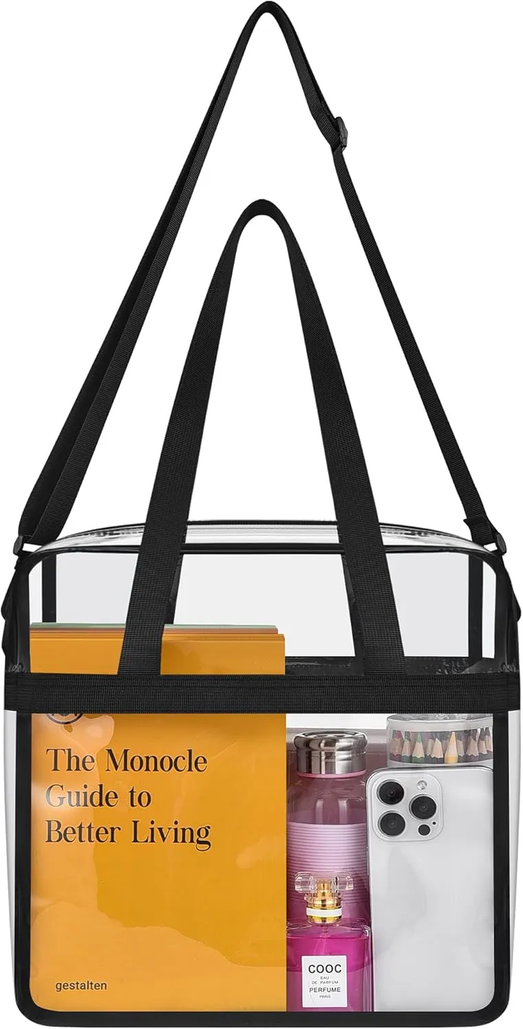 Clear Bag for Stadium Events—Clear Bag Tote Bag with Adjustable Straps for Work Travel Concerts