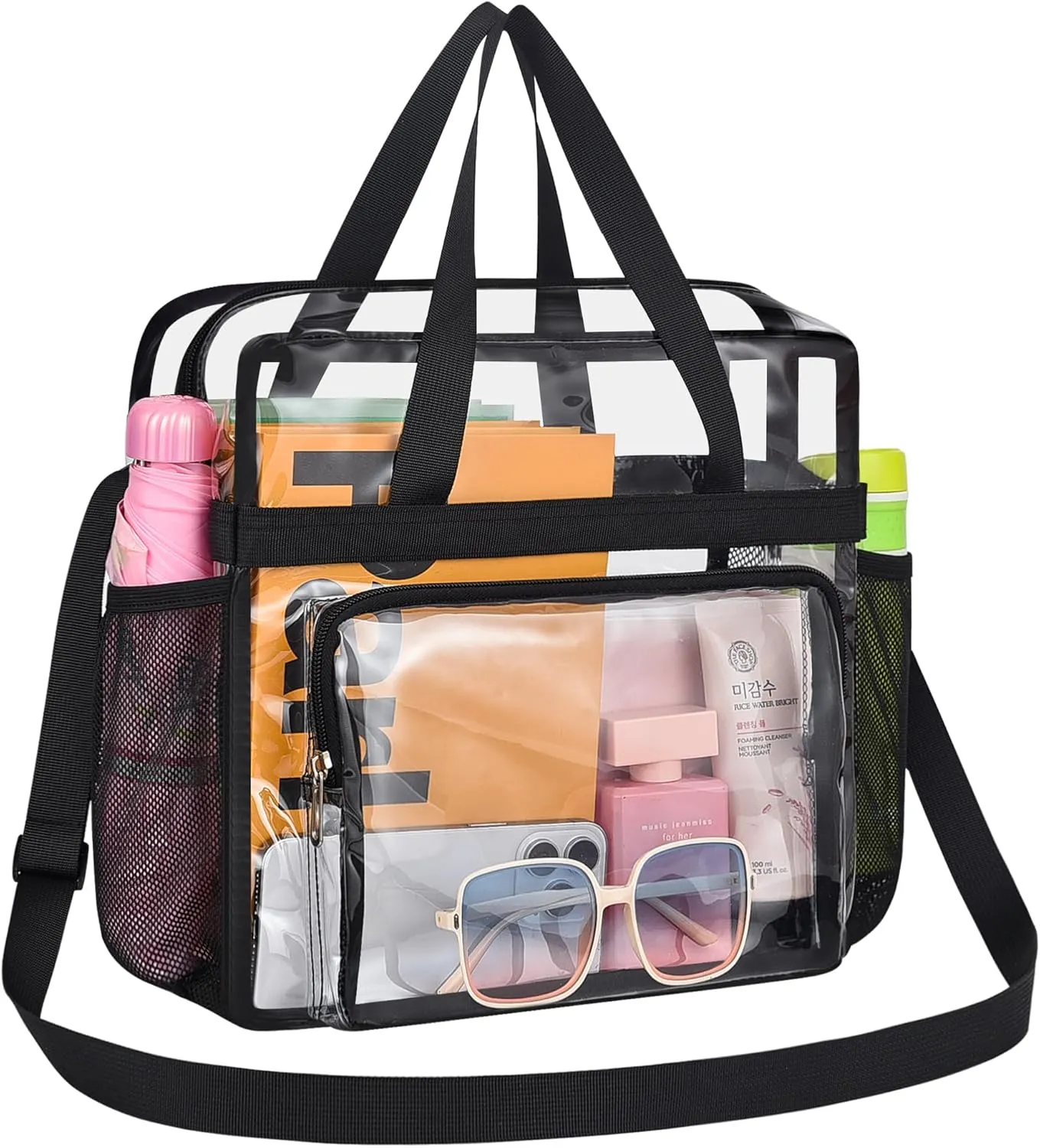 Clear Bag for Stadium Events—Clear Bag Tote Bag with Adjustable Straps for Work Travel Concerts