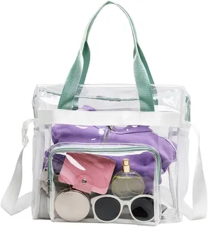 Clear Bag, Transparent Tote Bag with Handle and Shoulder Strap, Clear Bag Stadium Approved 12x6x12