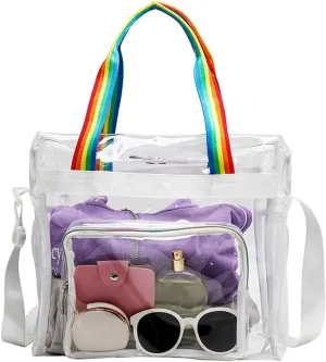 Clear Bag, Transparent Tote Bag with Handle and Shoulder Strap, Clear Bag Stadium Approved 12x6x12