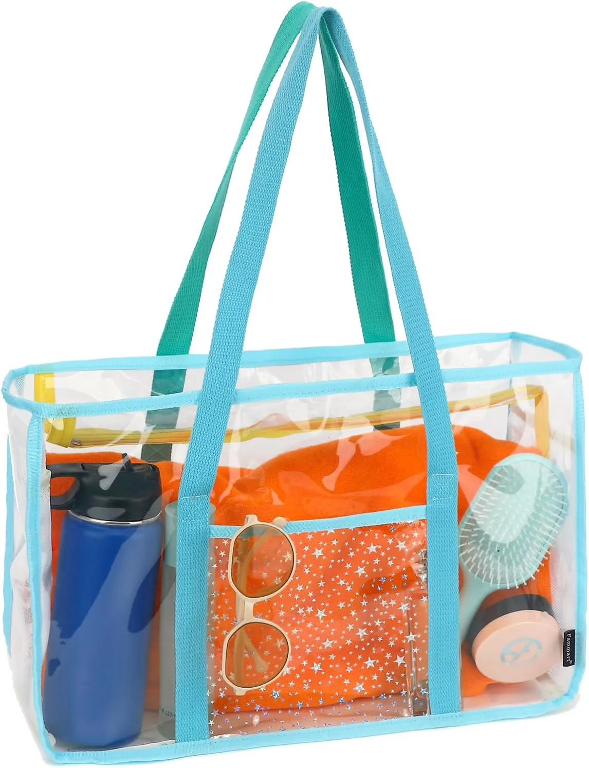 Clear Beach Bag for Women, Large Clear Tote Bag for Stadium Events - Zipper Closure, Waterproof, Sandproof