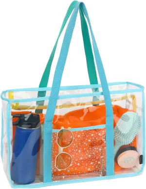 Clear Beach Bag for Women, Large Clear Tote Bag for Stadium Events - Zipper Closure, Waterproof, Sandproof