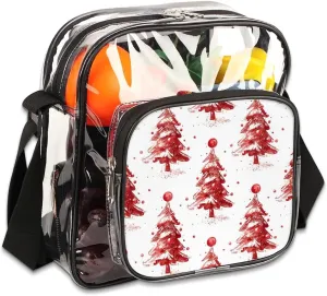 Clear Crossbody Bag for Women Men Stadium Approved Transparent Bag for Festivals,Sports Events,Concerts,Beach Bag Clear Purse with Front Pocket Messenger Bag,Cedar Christmas Tree