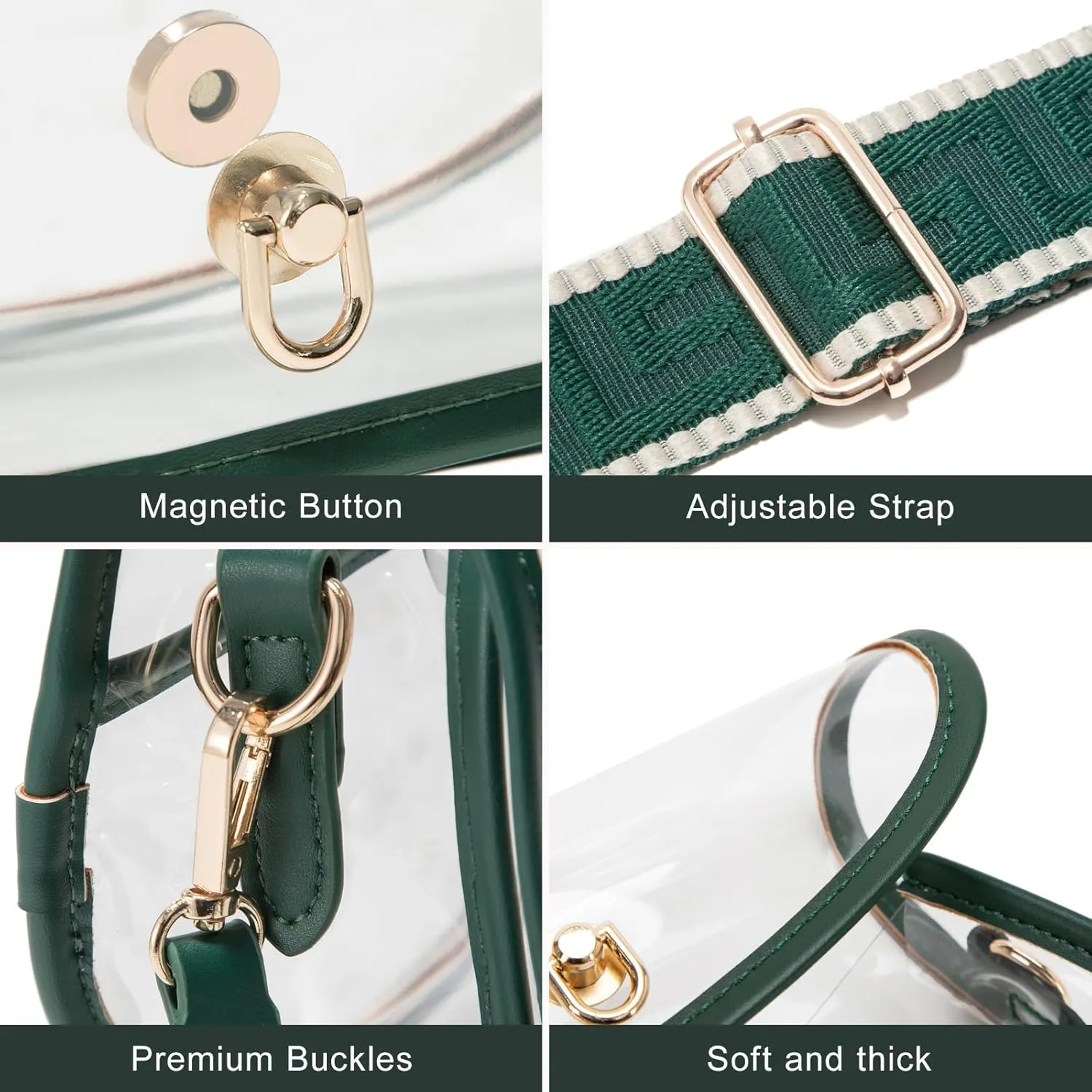 Clear Crossbody Bag Stadium Approved for Women，clear Bags for Stadium Events,clear Purse for Concerts