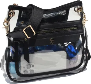 Clear Crossbody Bags for Women Stadium Approved Clear Purse for Concert Transparent Events Plastic Bag