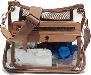 Clear Crossbody Bags for Women Stadium Approved Clear Purse for Concert Transparent Events Plastic Bag