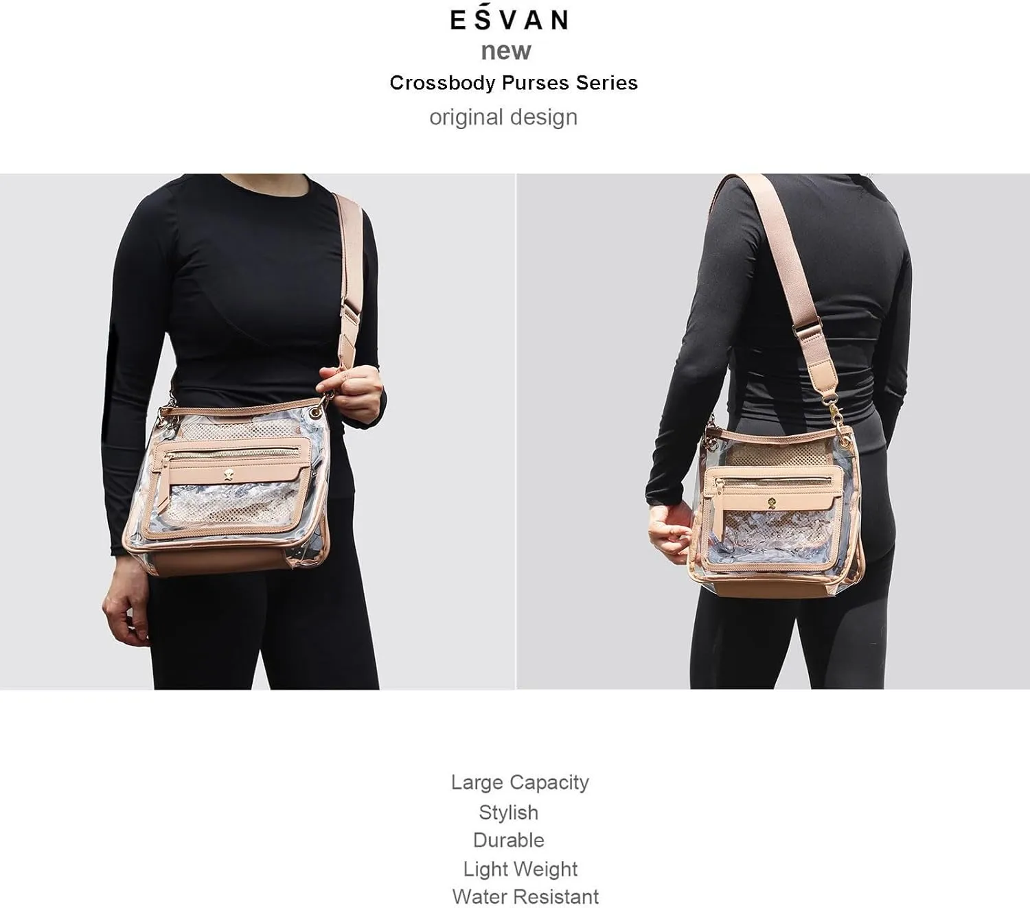 Clear Crossbody Bags for Women Stadium Approved Clear Purse for Concert Transparent Events Plastic Bag