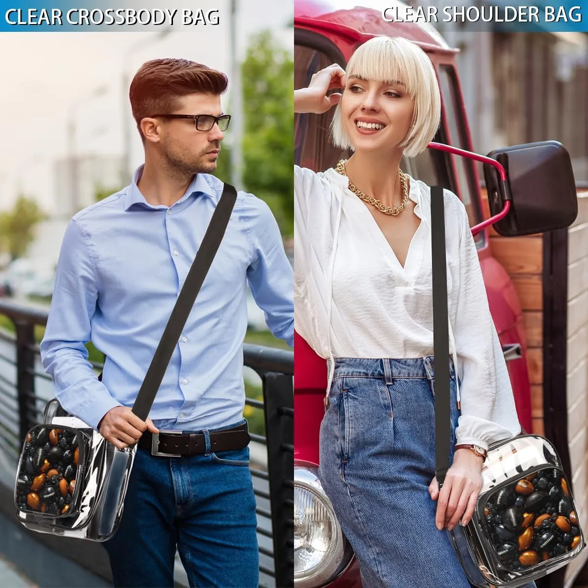 Clear Crossbody Purse Bag Clear Messenger Shoulder Bags See Through Transparent Purse