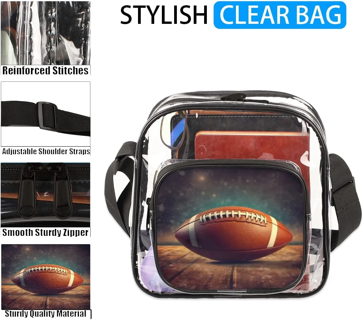Clear Crossbody Purse Bag Clear Messenger Shoulder Bags See Through Transparent Purse