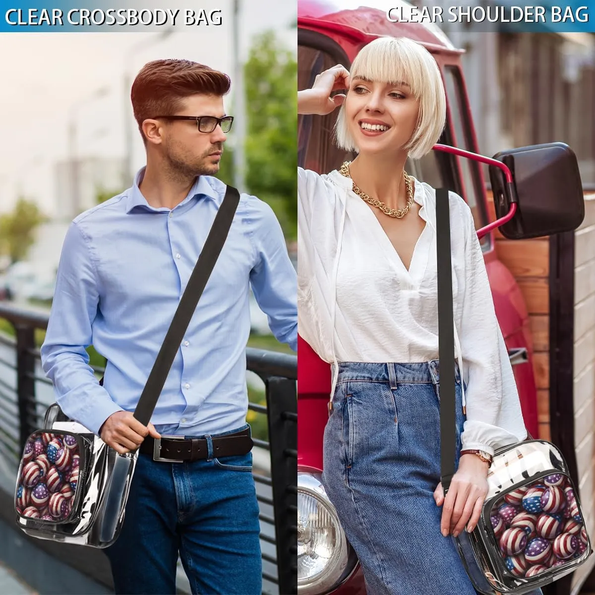 Clear Crossbody Purse Bag Clear Messenger Shoulder Bags See Through Transparent Purse