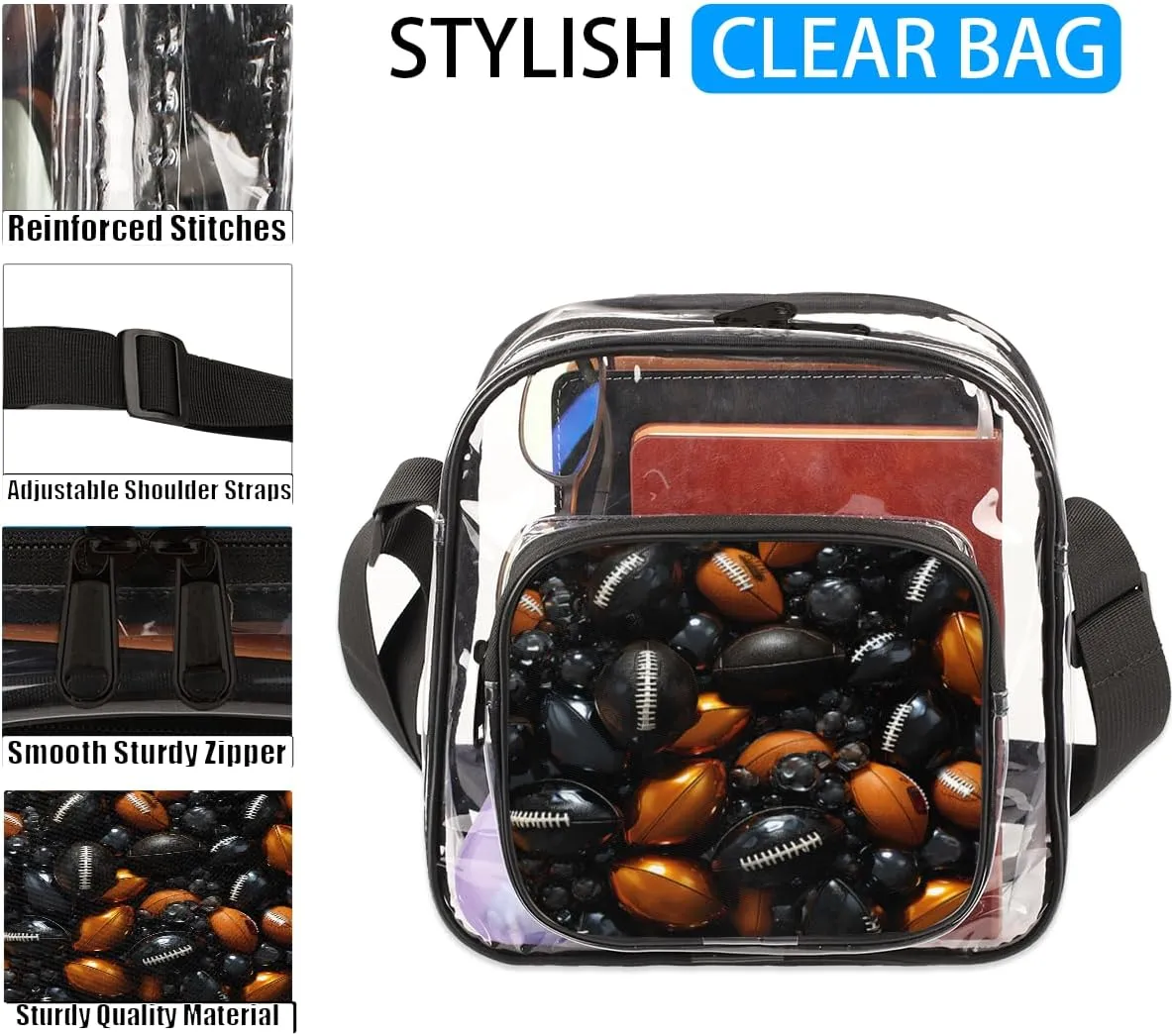 Clear Crossbody Purse Bag Clear Messenger Shoulder Bags See Through Transparent Purse