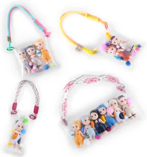 Clear Figure Display Bag Keychain Set (4PCS) Compatible with Sonny Angel, Portable Blind Box Organizer, Mini Doll Display Bag, DIY Decoration Collectible Case（NO Doll） (1 Set(4PCS))